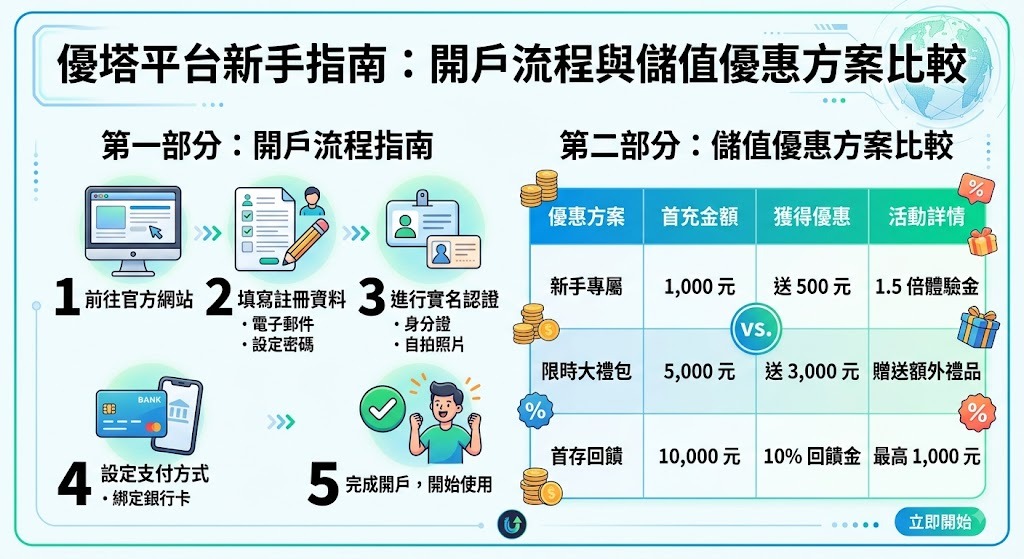 新手開戶不踩雷!立即查看優塔平台完整流程與高回饋儲值攻略 新手開戶不踩雷!立即查看優塔平台完整流程與高回饋儲值攻略